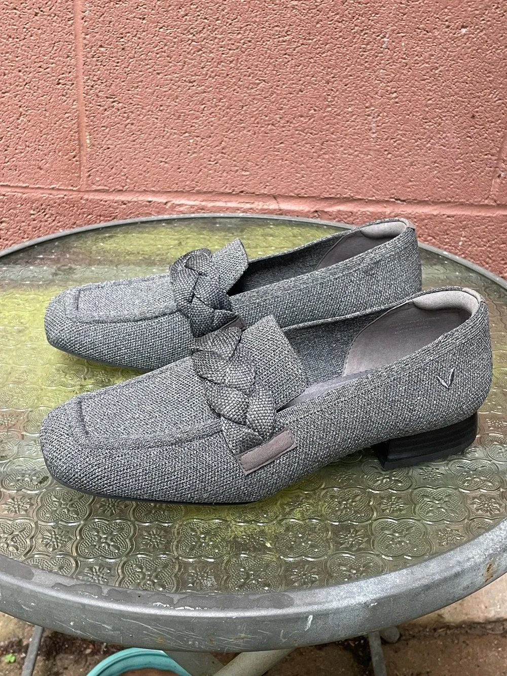 Vivaia Gray Square Toe Heeled Loafers Size 40